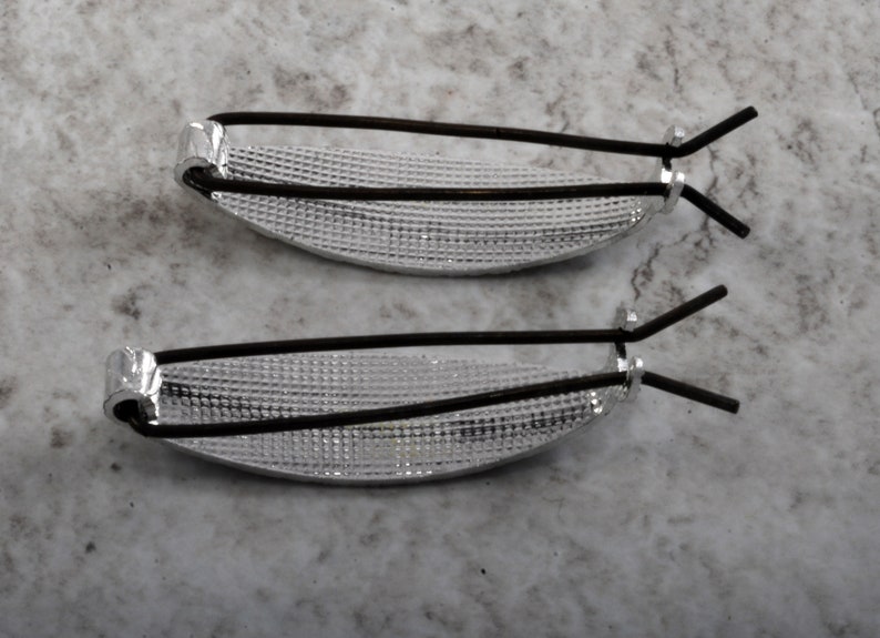 Vintage Barrette Pair Silver Tone Metal Oval Etched Design Small Light Weight C
