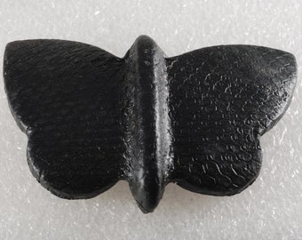 Vintage Black Dyed SNake SKin Butterfly Barrette Hair Accessorie