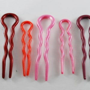 Vintage Hair Fork Assorted Color Plastic 5 Pieces Hair Accessory Hair Notion Signed France
