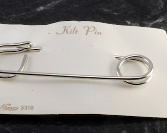 Vintage Kilt Pin Blanket Skirt Pin Silver Plated Metal NOC Nemo 3318