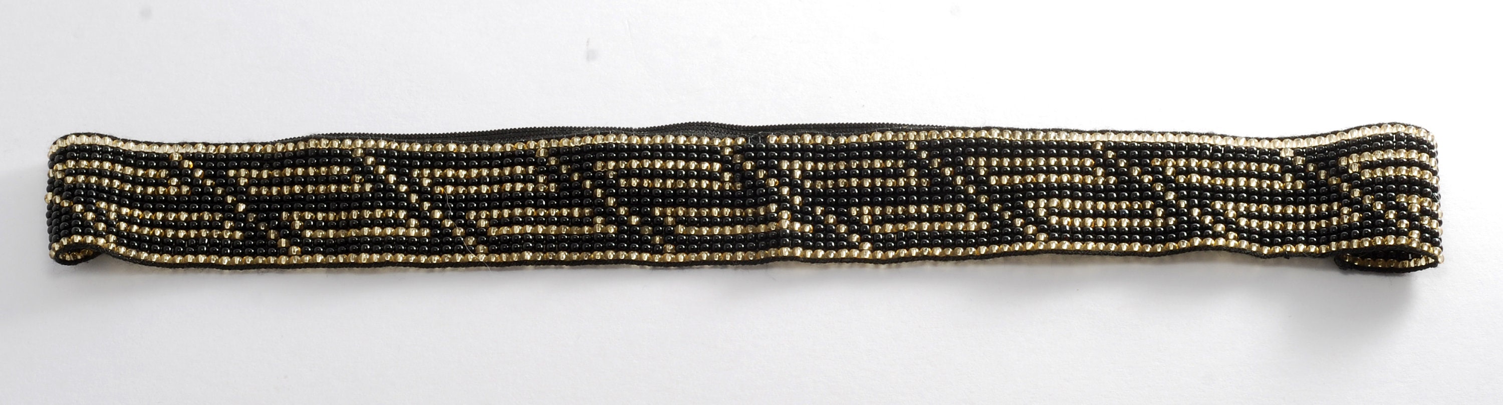 Vintage Head Band Head Wrap Seed Bead Black Gold Hair  display picture 2