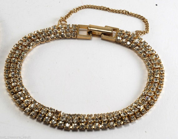 Vintage Premier Designs Rhinestone Gold Tennis Bracelet  display picture 2