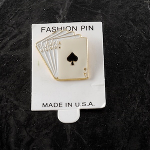 Vintage Made in the USA Royal Flush Pin Lucky Hand Casino Card Game Tie Tack Collar Pin New on Card
