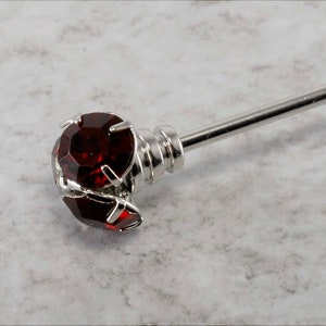 Vintage Silver Plated Collar Bar Red Rhinestone Ends Clothing Accessory