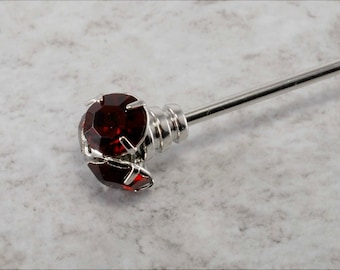 Vintage Silver Plated Collar Bar Red Rhinestone Ends Clothing Accessory