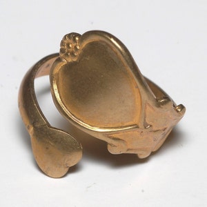 Gammal vintage guldpläterad mässing metallsked ring smycken