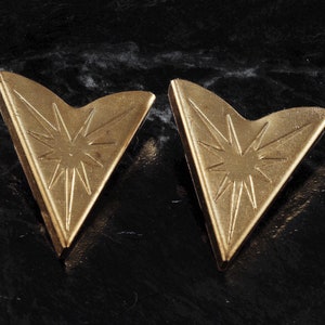 Vintage Collar Tips Western Star Burst Motif Pair Steel Metal Screw Made in USA 1 1/4&quot; x 1 1/2&quot;