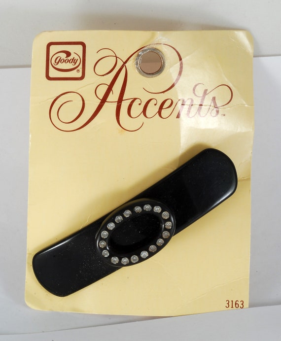Vintage Goody Black Rhinestone Circle Hair Barrette Gold-Tone Hair Slide 2PCS Circle Star Hair Clip Gold Hollow Circle Hairclips  main image 2