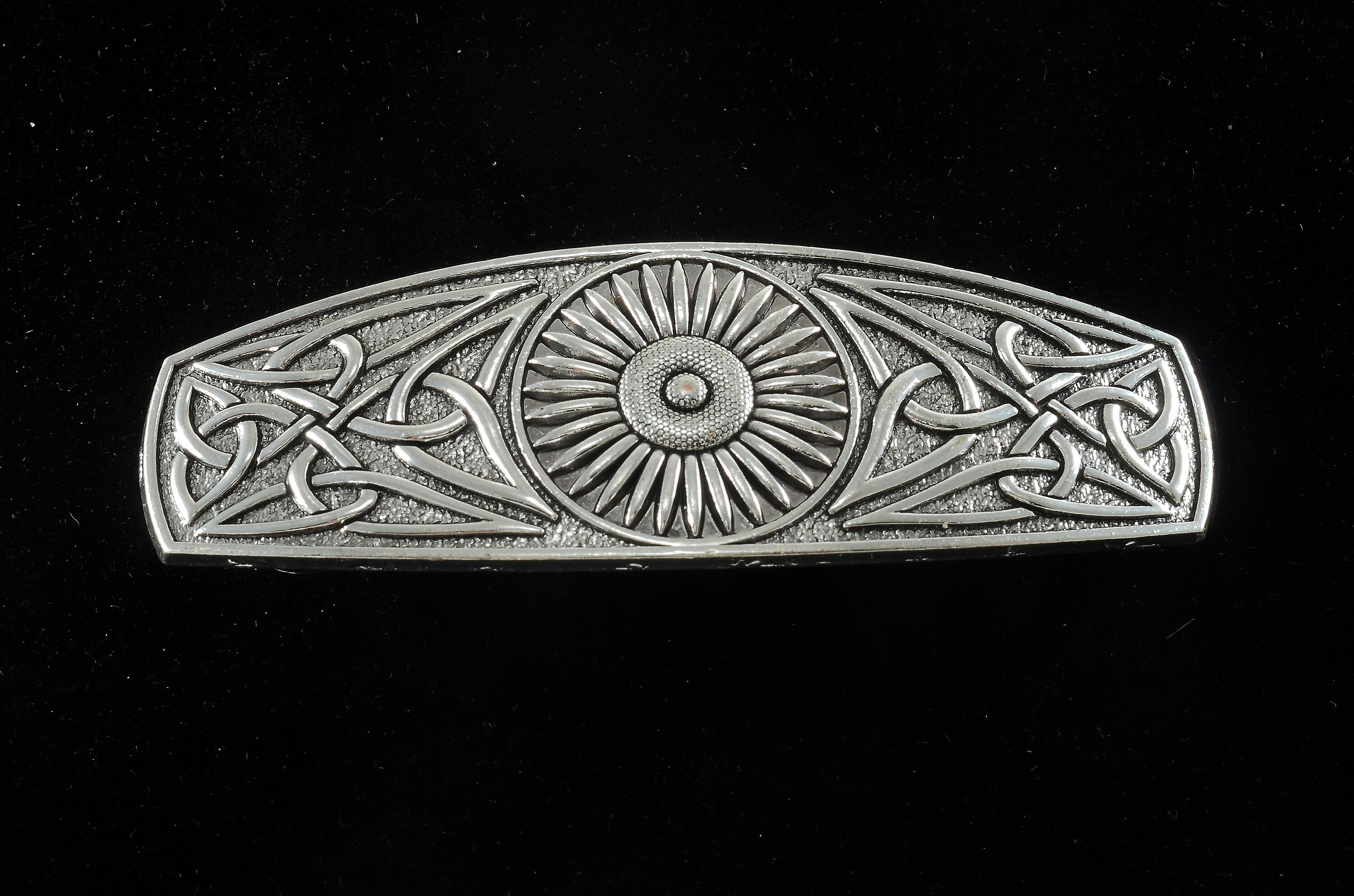 ヴィンテージ、バレッタ ヴィンテージ ヘアバレッタ シルバートーン メタルアイトップ