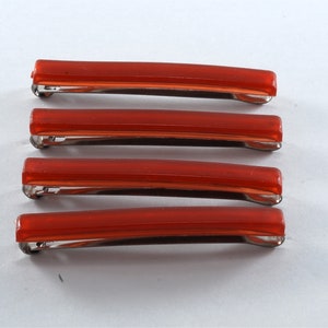 Vintage Hair Barrette Lot of 4 Orange/Rust Color Plastic Silver Metal Hair CLip Accessory 2"