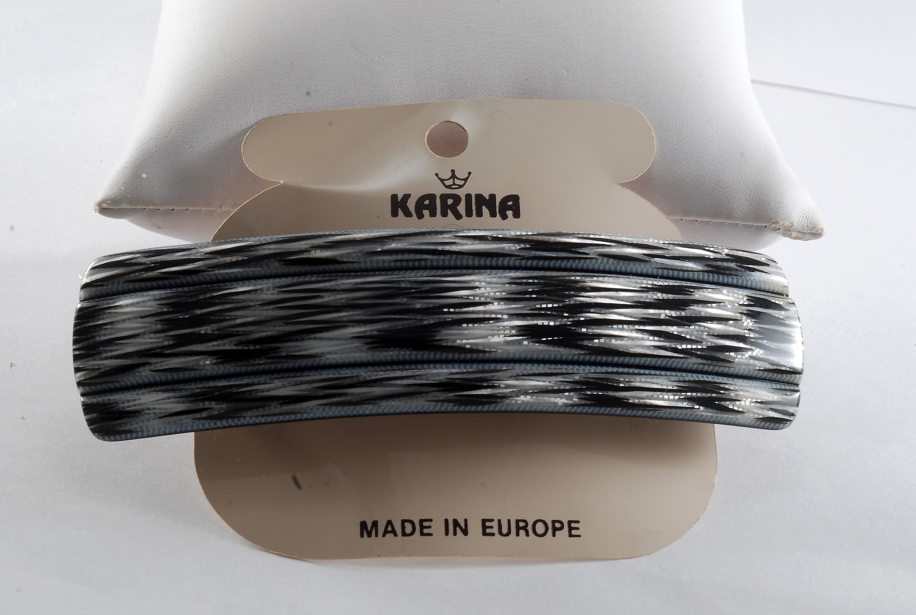 Vintage Hair Barrette Karina Made in France Signed Silver 