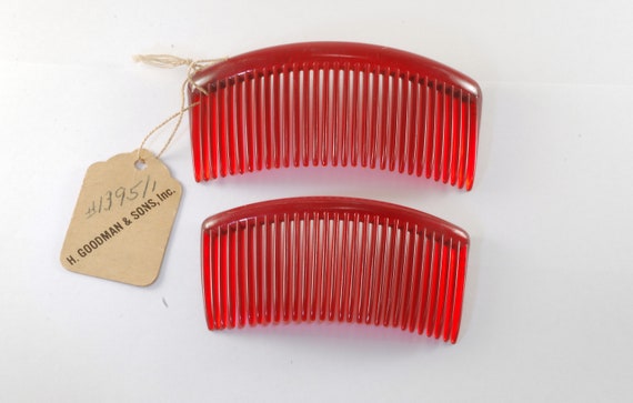 Vintage Hair Comb Side Comb Lot of 2 Signed "Good… - image 1