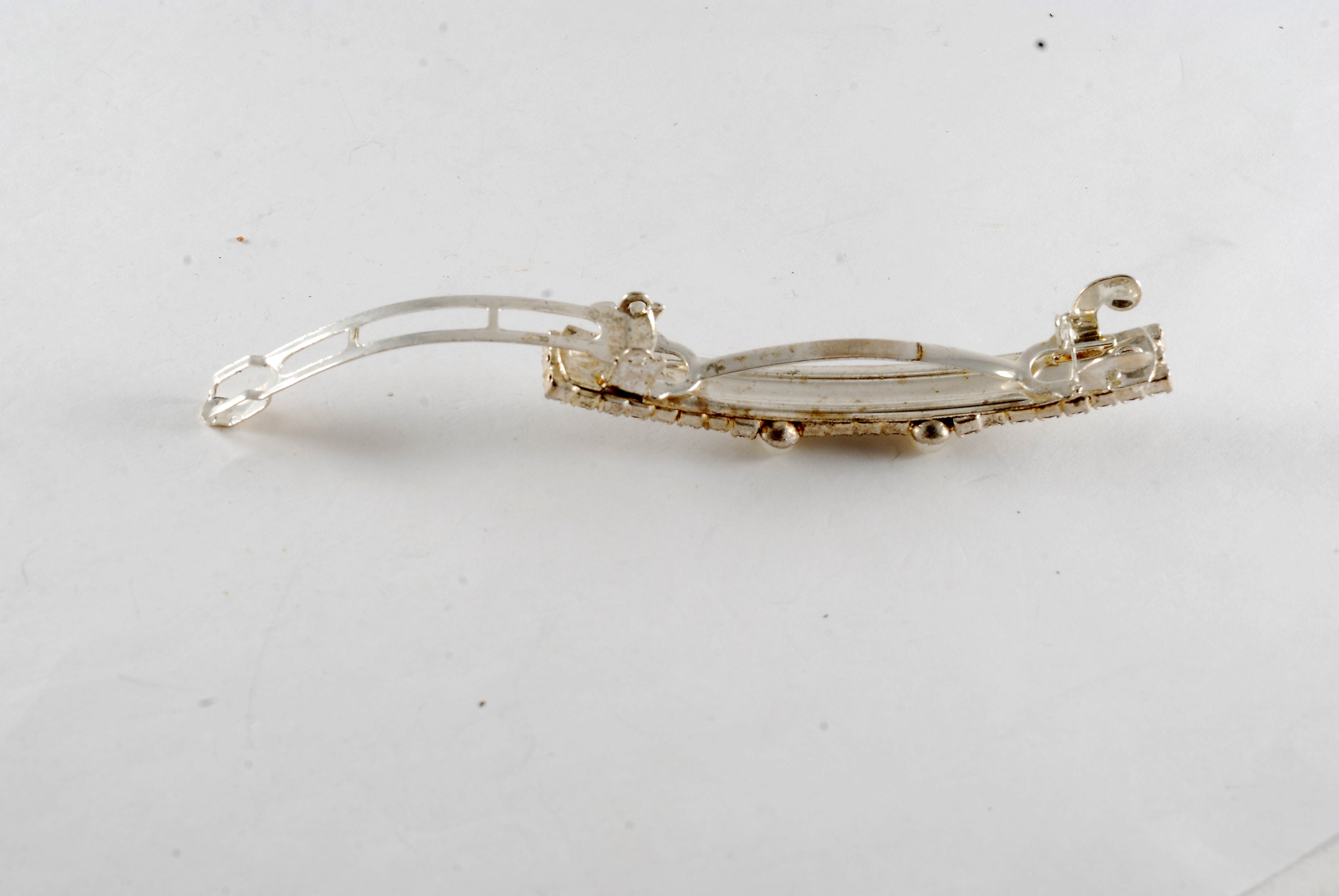 Pearl & Rhinestone Silver-Tone Classic Vintage Hair Barrette Pearl Swarovski Rhinestone Crystal Hair Barrette | Symila  main image 2