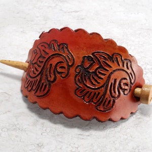 Handwerkzeug Latigo Leder Haare Barrette Slide Holztuch Made in Peru