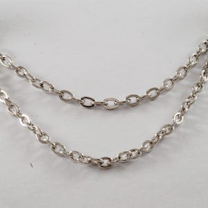 Puede incluir: Un collar de cadena de plata con dos hebras de eslabones ovalados.