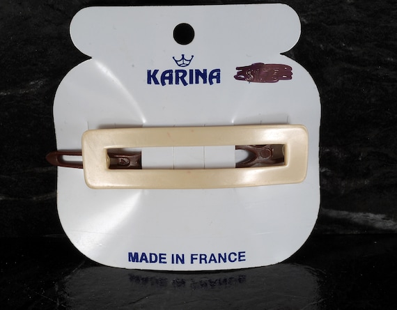 Vintage Hair Barrette Karina Cream Color Plastic … - image 1