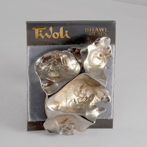 Vintage Scarf Clip Tivoli Silver Tone Metal Abstract Crinkle Fashion Accessory
