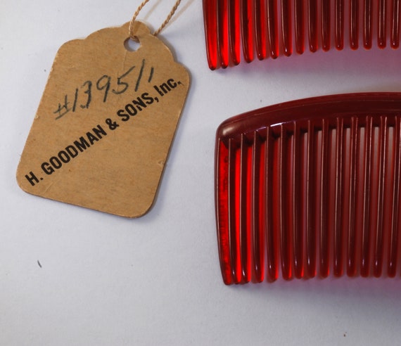 Vintage Hair Comb Side Comb Lot of 2 Signed "Good… - image 2