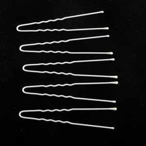 Vintage Lot of 5 Hair Pin Bobby Pins Sticks White Metal 3&quot;