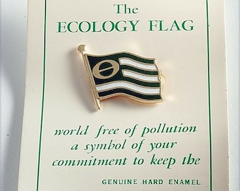 Vintage Ecology Flag Pin Genuine Hard Enamel NOS NOC Pin Brooch Show Support