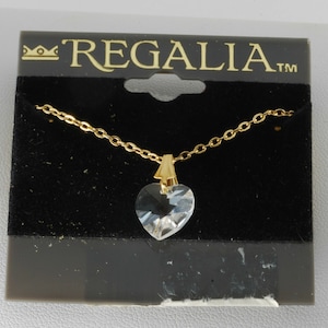 Vintage Regalia Swarovski Heart Gold Plated Necklace Jewelry