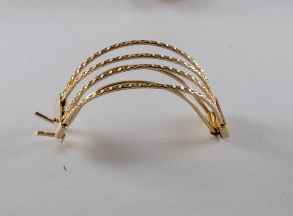 Vintage Pony Tail Hair Barrette Gold Tone Metal P… - image 6