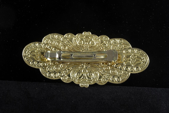Vintage Hair Barrette Gold Tone Metal Decorative Hair  display picture 2