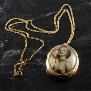 Bohemian Creation &quot;Marilyn Monroe&quot; Classic Locket Necklace Gold PLated Metal 24&quot; Chain