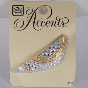 Vintage Hair Barrette Goody Accents Silver/Gold Tone Design 1987 New Old Stock On card