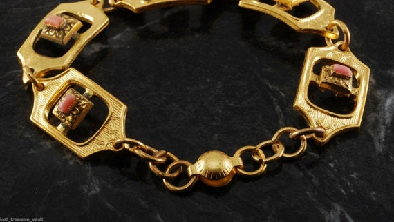 Vintage Antique Bracelet 40's-50's Gold Tone Meta… - image 4