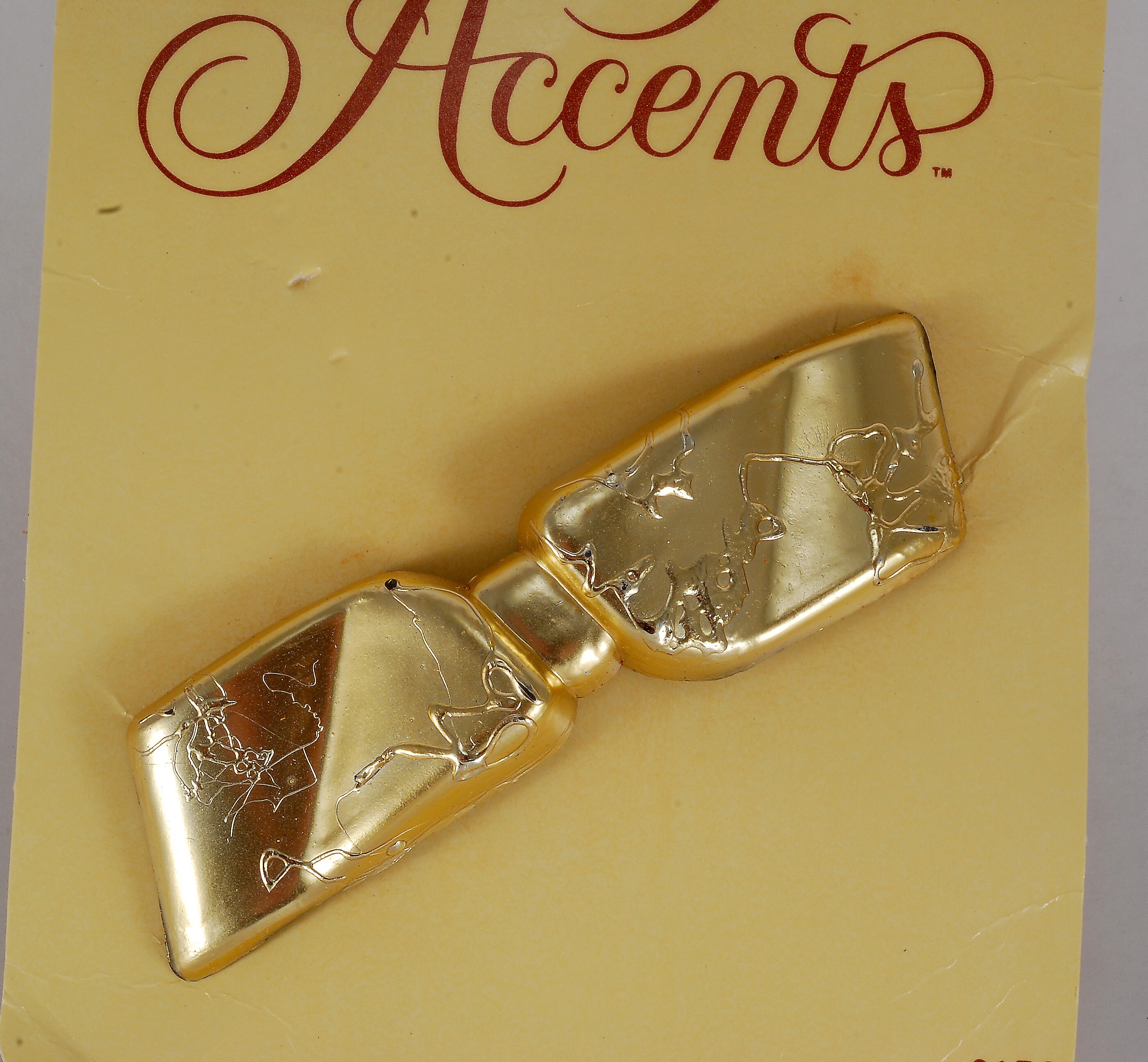 Vintage Hair Barrette Goody Accents Gold Tone Bow 1987 New 