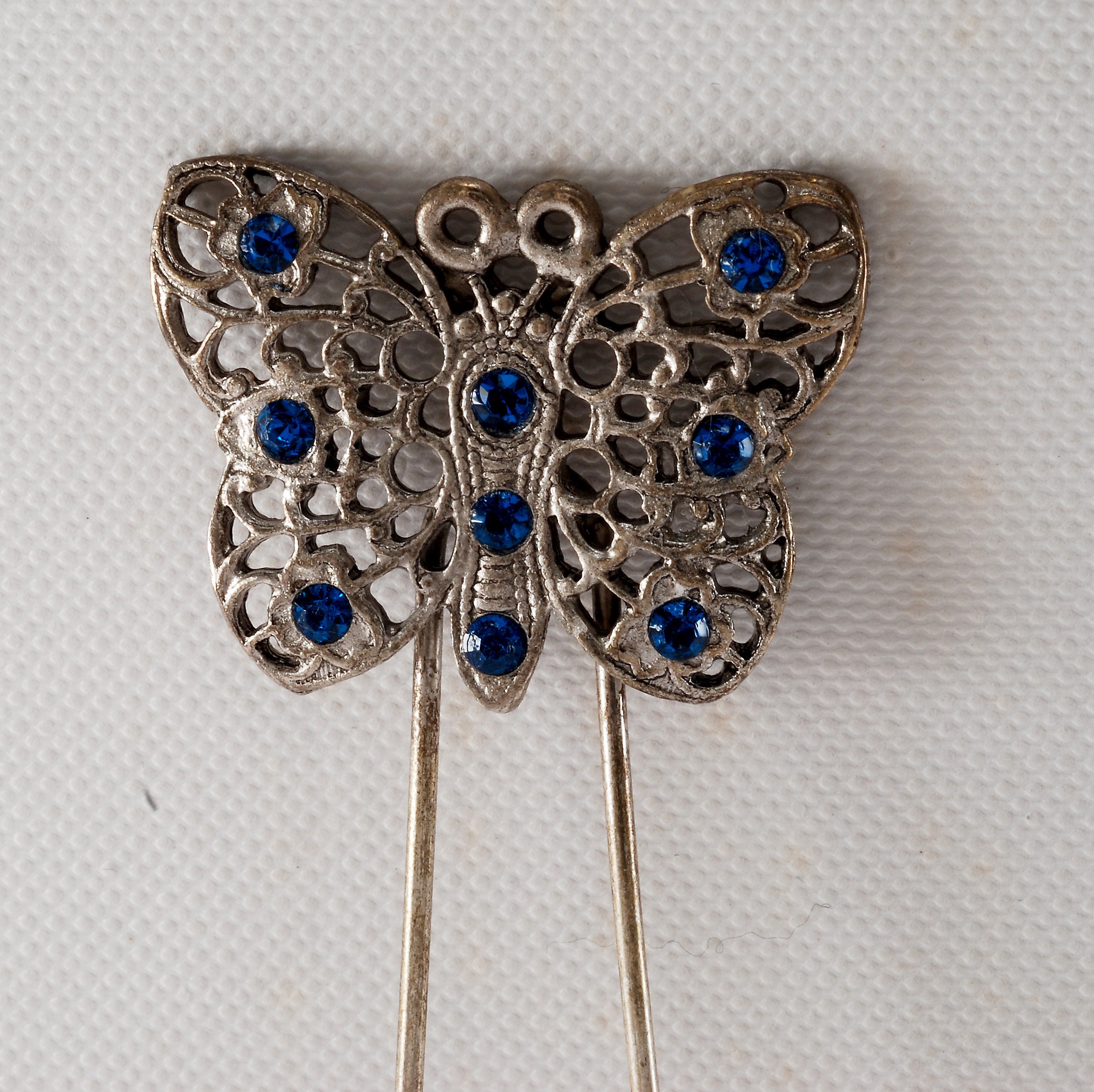 Haarspange Mit Schmetterling-Design – Legierung Mit Strass, Blau, Ca. 6 X 5,1 Cm, Für Frauen Mit Dickem Haar