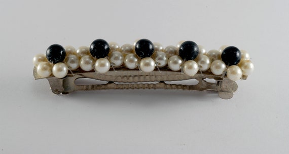 Vintage French hair Barrette Made in France metal beads silver tone French Barrette| Rebekajewelry main image 4