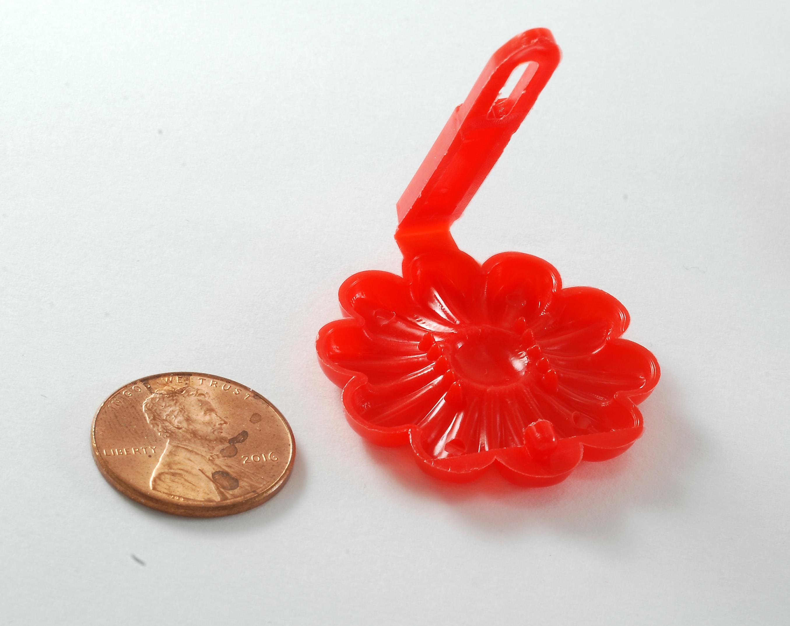 Vintage Hair Barrette Lot of 6 Red Flower Daisy Plastic Snap Clasp