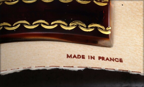 Vintage Hair Barrette 60's Made France Gold Ename… - image 3