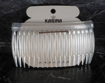 Vintage Karina Hair Comb Pair Hair Accessory Tortoise Clear Plastic Large 2 1/4" x 3 3/4"