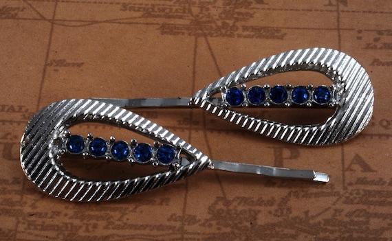 Vintage Two Silver Plated Rhinestone Hair Clips Antique Silver Plated Rhinestone Victorian Hair Clip - Etsy main image 4