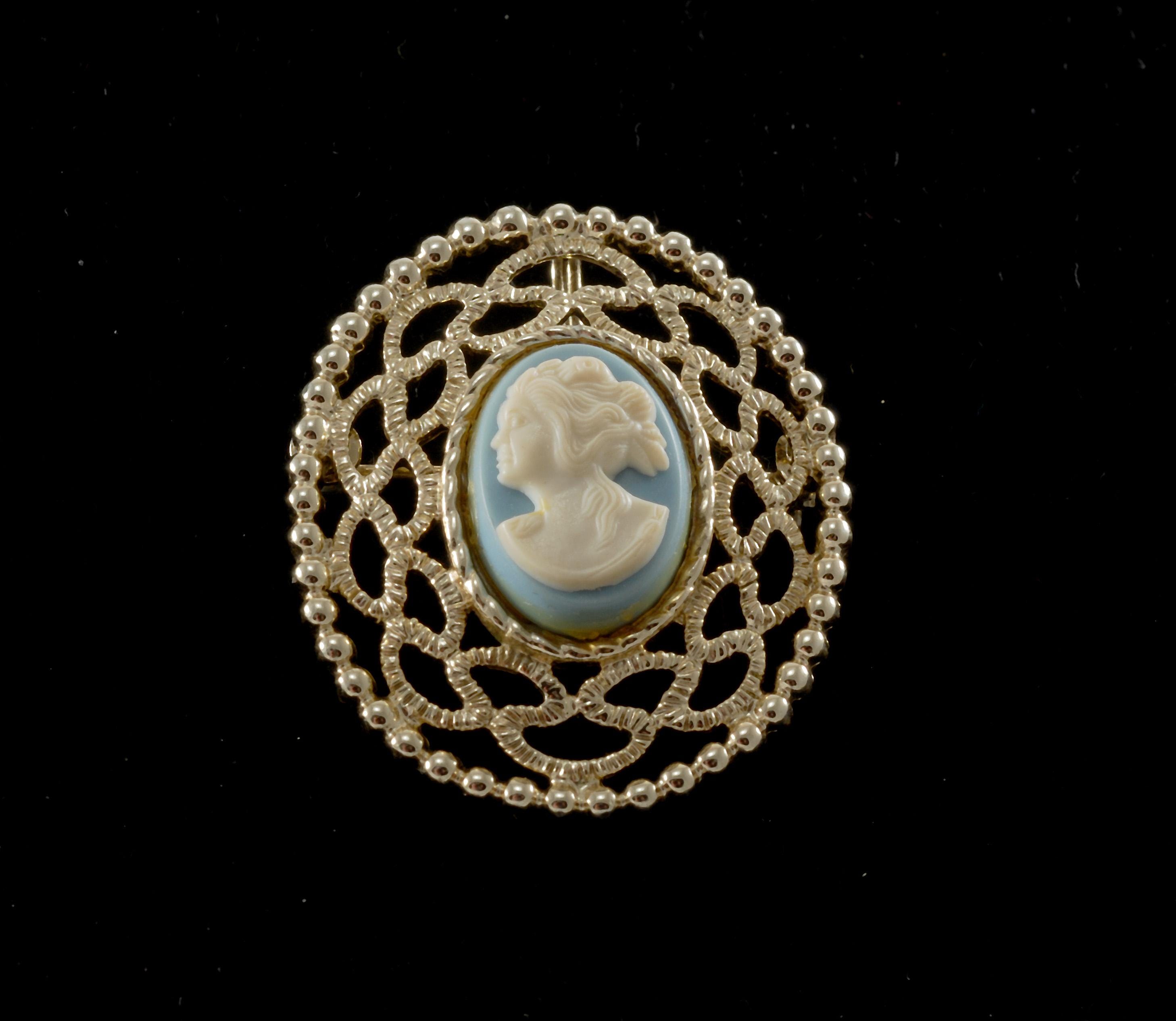 ヴィンテージ サラ コベントリー カメオ ブローチ ゴールドトーン