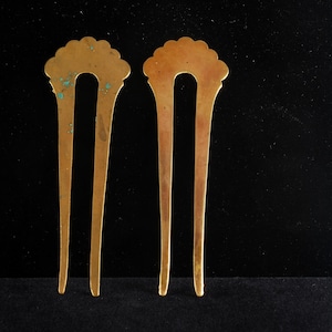 Par de horquillas vintage para el cabello, de latón sin tratar, de los años 70. Accesorio para el cabello.