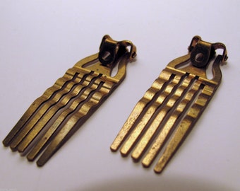 Vintage Hair Comb Hair Jewelry Making Brass Metal Wavy Tine Clip Barrette Comb