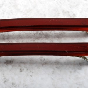 Lot de 2 barrettes à cheveux vintage en plastique rouge en métal argenté 2 pouces
