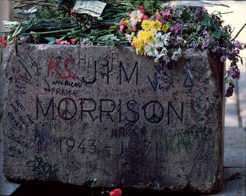 Jim Morrison The Doors Grave Stone Color Photograph Paris France Pere-Lachaise Cemetery By Cyril Place image 1