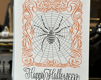 Halloween Greeting Card, Spider, Spider Web Card, Greeting, Seasonal Card