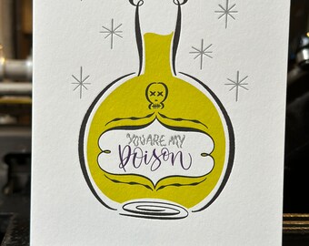 You are my poison-letterpress greeting card, Greeting Card, Halloween, Halloween Greeting Card, Poison Card, Bottle Card, Skull Card