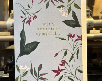 With Heartfelt Sympathy Greeting Card, Sympathy Card, Greeting Card, Digitally Printed Card, Floral Print