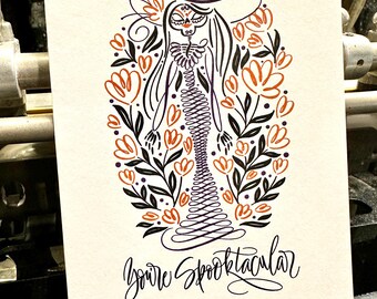 You're Spooktakular-La Catrina, Happy Halloween, Greeting Card, Halloween Card, Spooky Card, Greeting Card, La Catrina, Lady with Hat, Card