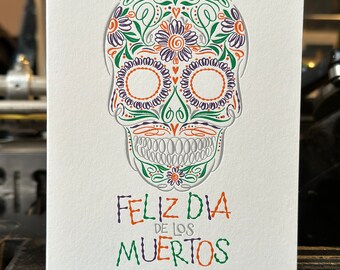 Dia de los Muertos Greeting Card, Happy Halloween, Halloween Card, Skull Card