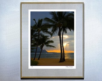 surf decor hawaiian decor hawaiian art surf board surf art Hanalei Bay Sunset HUGE Fine Art Photo Kauai Hawaii