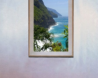 surf decor hawaiian decor kauai art surf board surf art Na Pali Coast Fine Art Photo Kauai Hawaii surfing art  By Michael Verlangieri