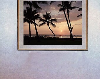 surf decor hawaiian decor hawaiian art surf board surf art Kona Palms Sunset Fine Art Photo Hawaii Hawaiian By Michael Verlangieri